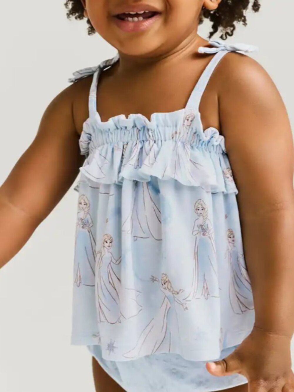 Posh peanut Bow Strap Ruffled Top Bummie Set frozen Elsa